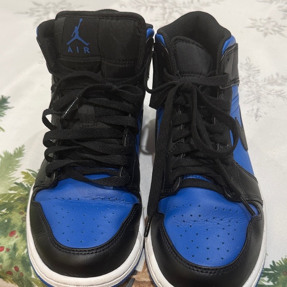 Air Jordan 1 Mid Men’s Black and Blue Sneakers - Picture 8 of 12